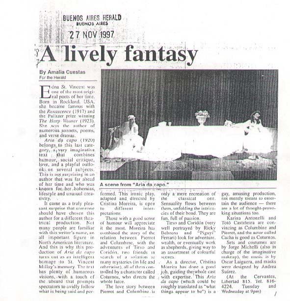 Bs As. Herald - Critica Aria da Capo - Direccion Cristina Moreira