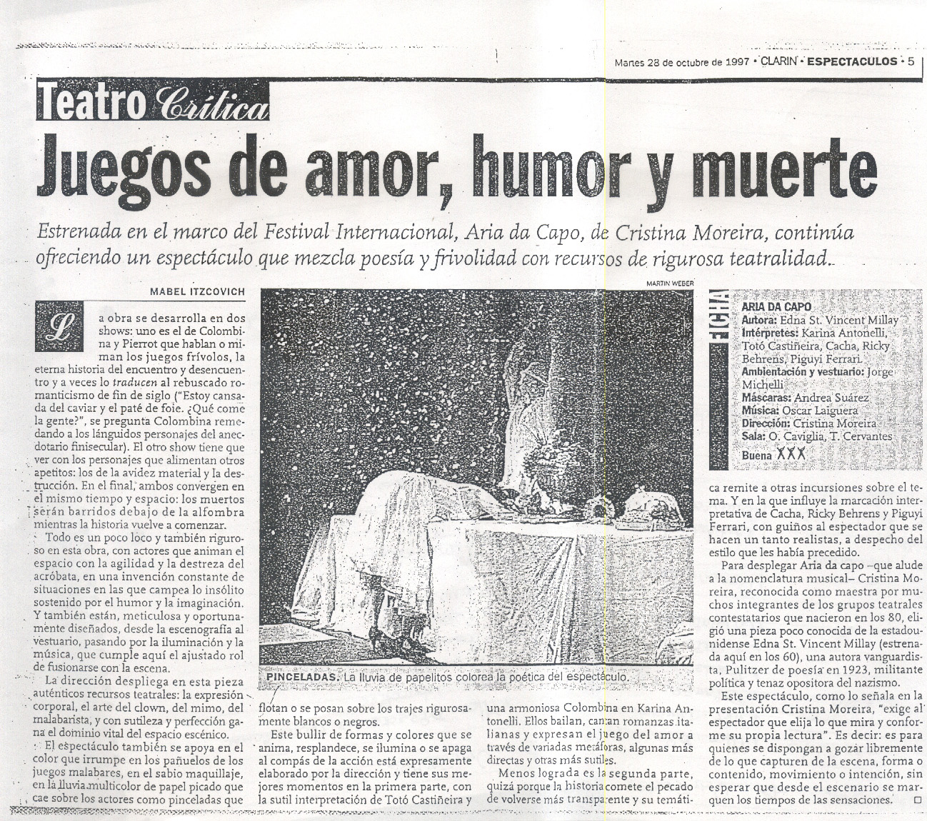 Aria da Capo, Direcci&oacute;n Cristina Moreira, Clar&iacute;n