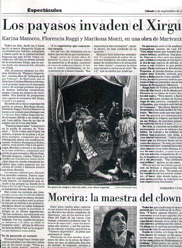 Los payasos invaden el Xirgu - Critica La Naci&oacute;n - Payasos Imperirales - Direcci&oacute;n Cristina Moreira