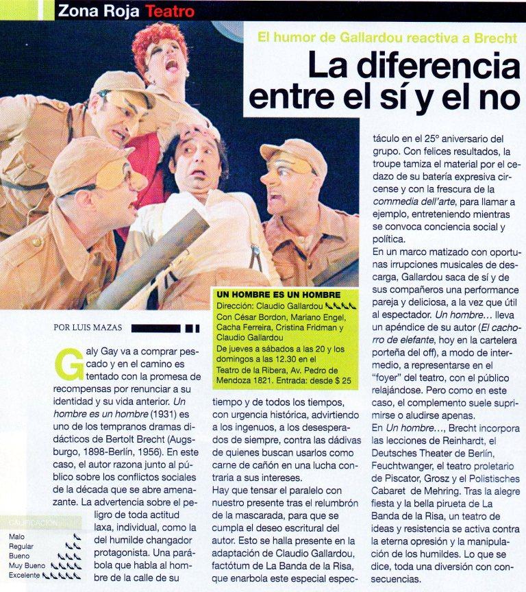 El humor de Gallardou reactiva a Brecht - Cristina Moreira - Un hombre es un hombre